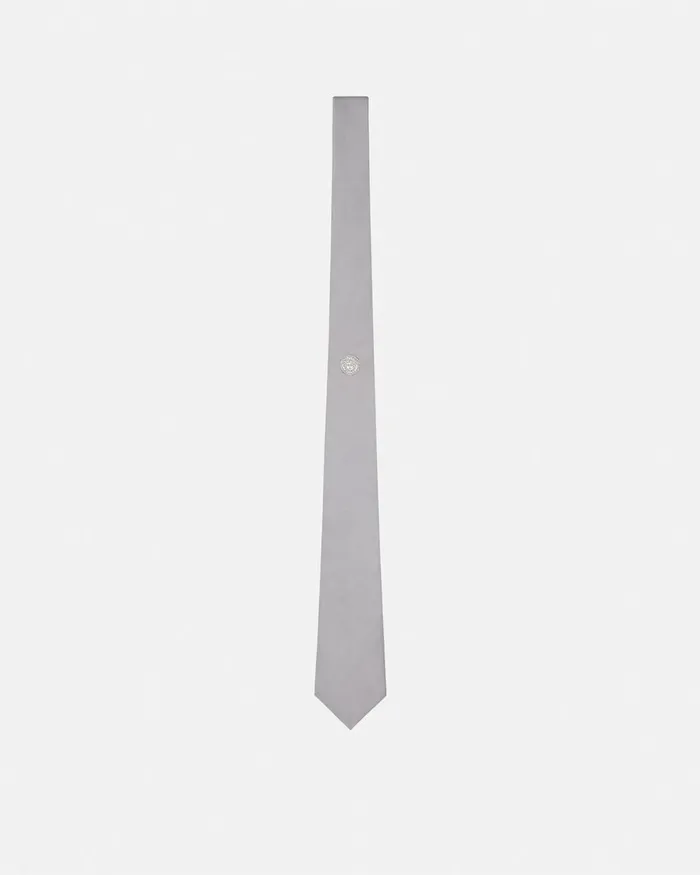 Versace Medusa Silk Tie White Men Soft Accessories