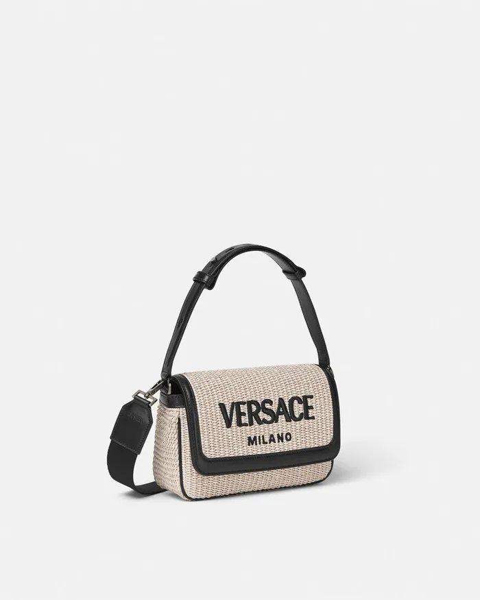 Versace Milano Raffia Crossbody Bag Beige MenWomen Crossbody and Messengers