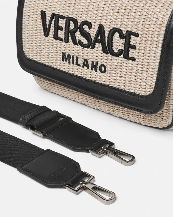 Versace Milano Raffia Crossbody Bag Beige MenWomen Crossbody and Messengers