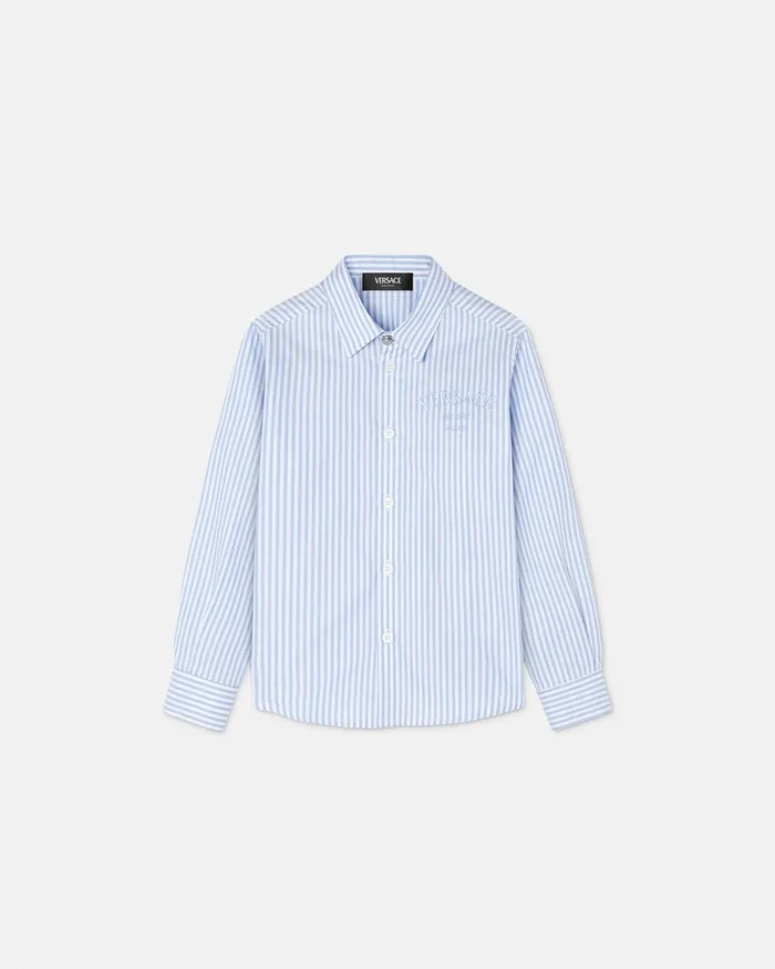 Versace Oxford Striped Shirt White Kids Shirts