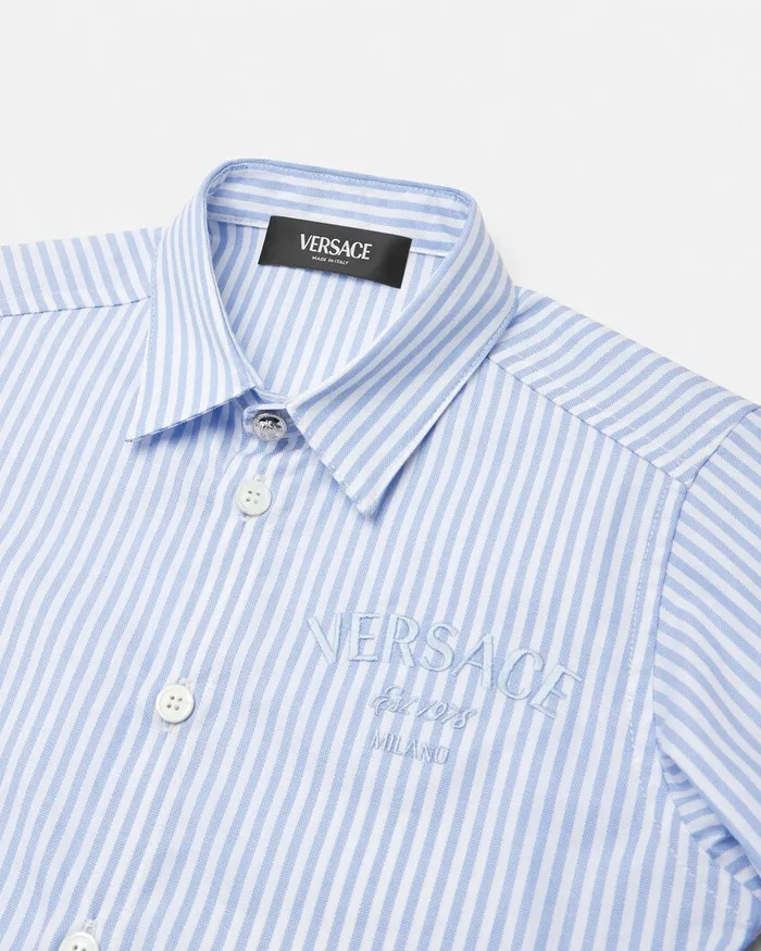 Versace Oxford Striped Shirt White Kids Shirts