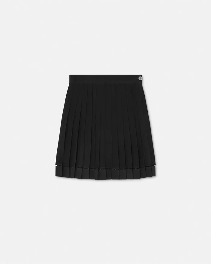 Versace Pleated Silk Georgette Mini Skirt Black Women Skirts