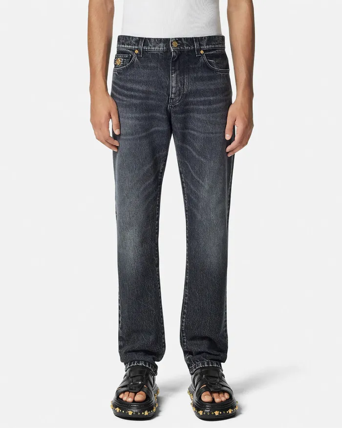 Versace RegularFit Jeans Black Men Pants and Shorts