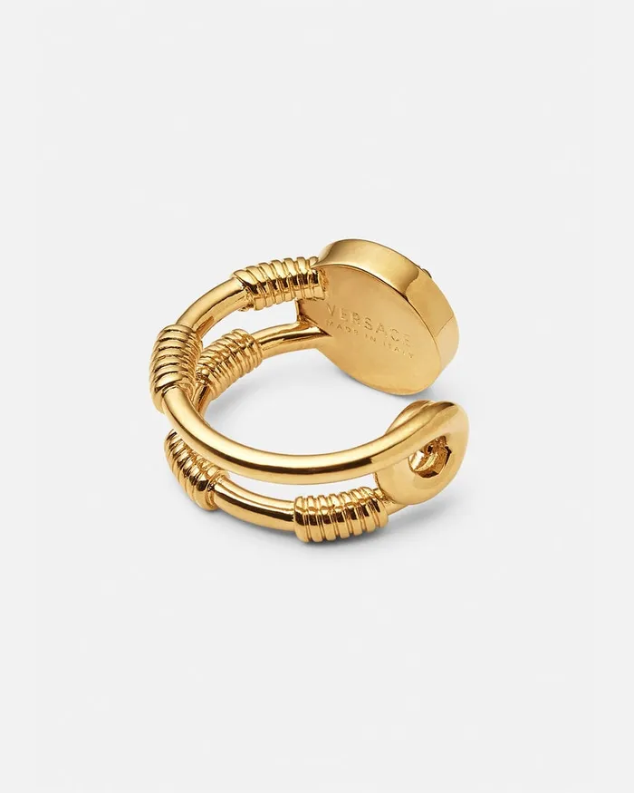 Versace Safety Pin Ring Light Gold WomenMen Rings