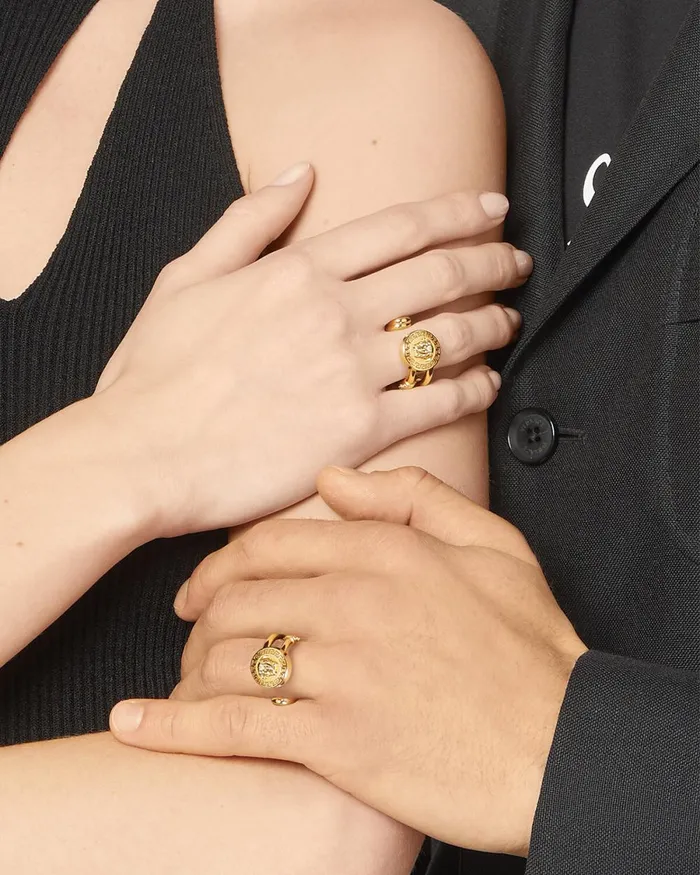 Versace Safety Pin Ring Light Gold WomenMen Rings