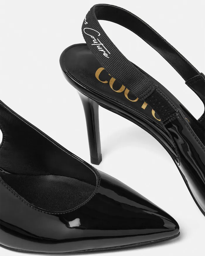 Versace Scarlett Slingback Mid Pumps Blackprint Women Jeans Couture