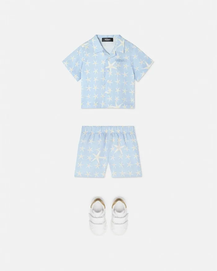 Versace Stella Marina Baby Shirt Light Blue Kids Shirts and Tshirts