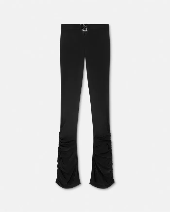 Versace VEmblem Ruched Pants Blackprint Women Jeans Couture