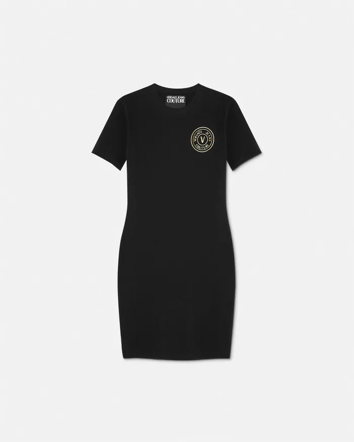 Versace VEmblem TShirt Dress Blackgold Women Jeans Couture
