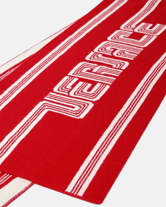Versace Volcanico Logo Knit Scarf Red Kids Bags and Accessories
