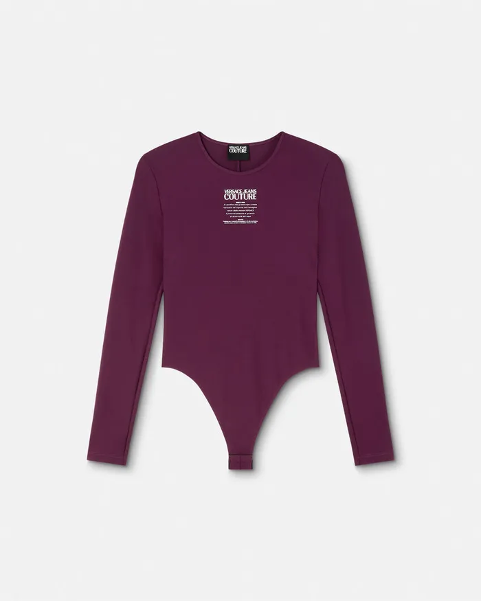 Versace Warranty Logo Bodysuit Purple Women Jeans Couture