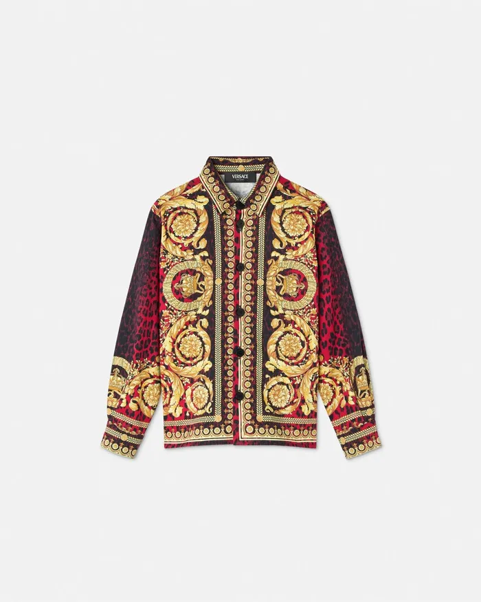 Versace Wild Barocco Overshirt Printred Kids Shirts