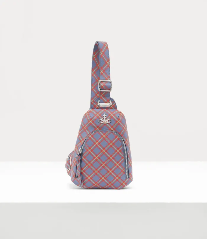 Vivienne Westwood Backpacks WomenMen Sling Bag Blueorange Tartan