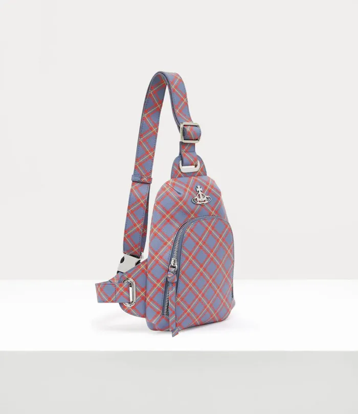 Vivienne Westwood Backpacks WomenMen Sling Bag Blueorange Tartan