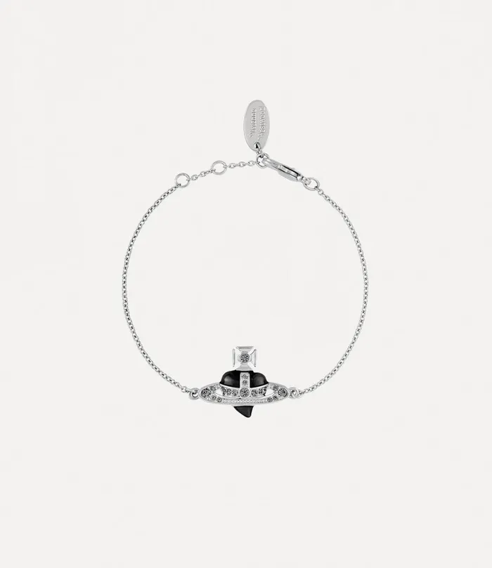 Vivienne Westwood Bracelets Women New Diamante Heart Bracelet Platinumblack Diamond Crystalblack