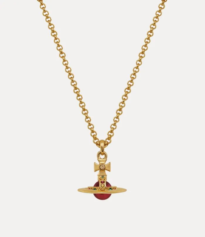 Vivienne Westwood Necklaces MenWomen New Petite Orb Pendant Necklace Goldlight Siam Czemeraldsiammontanalight Vivienne Westwood Necklaces MenWomen New Petite Orb Pendant Necklace Goldlight Siam Czemeraldsiammontanalight