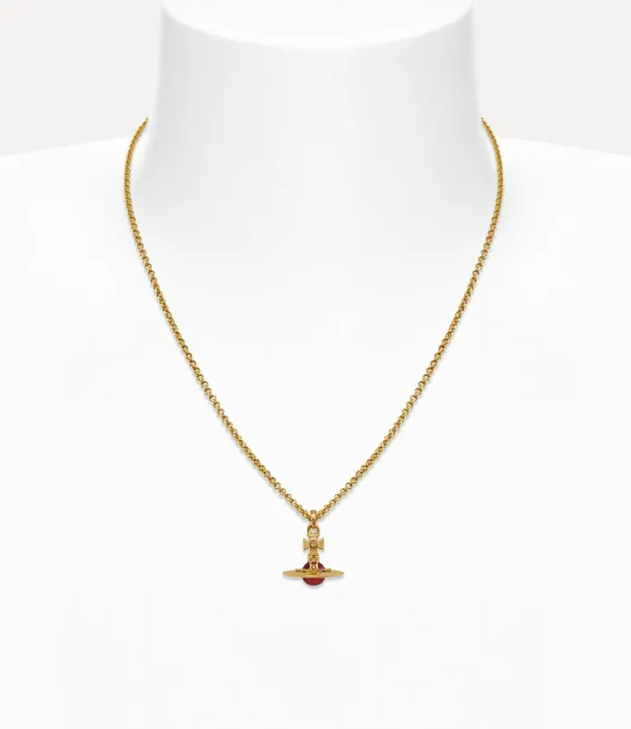 Vivienne Westwood Necklaces MenWomen New Petite Orb Pendant Necklace Goldlight Siam Czemeraldsiammontanalight