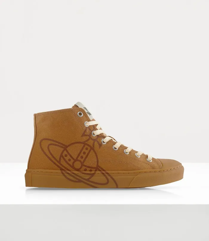 Vivienne Westwood Trainers Men High Top Canvas Plimsoll Honey