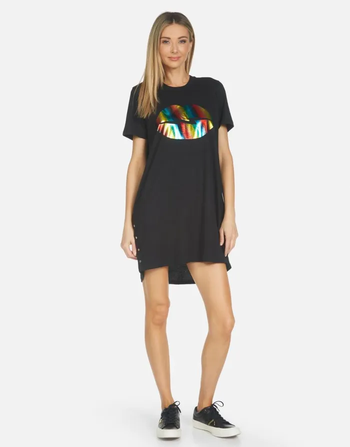 Women039s Adar Rainbow Foil Lightning Lip Black Lauren Moshi Dresses