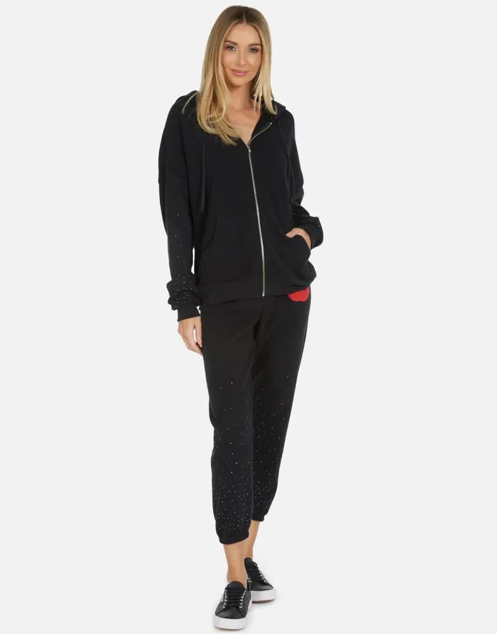 Women039s Alana Red Lip Black Lauren Moshi Crop Sweatpants