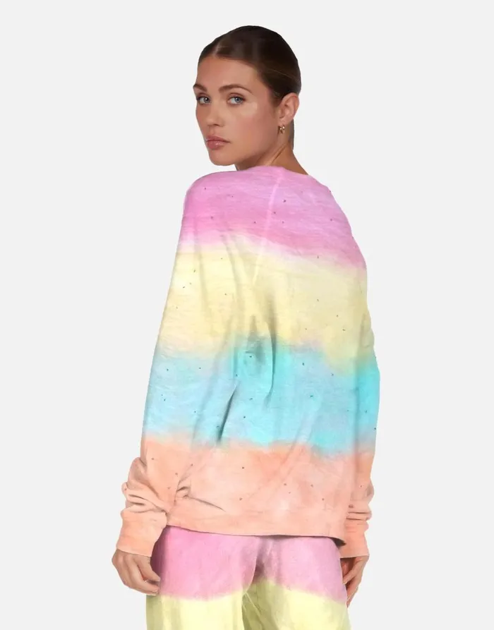 Women039s Anela Crystal Palm Trees Pastel Rainbow Lauren Moshi Long Sleeve