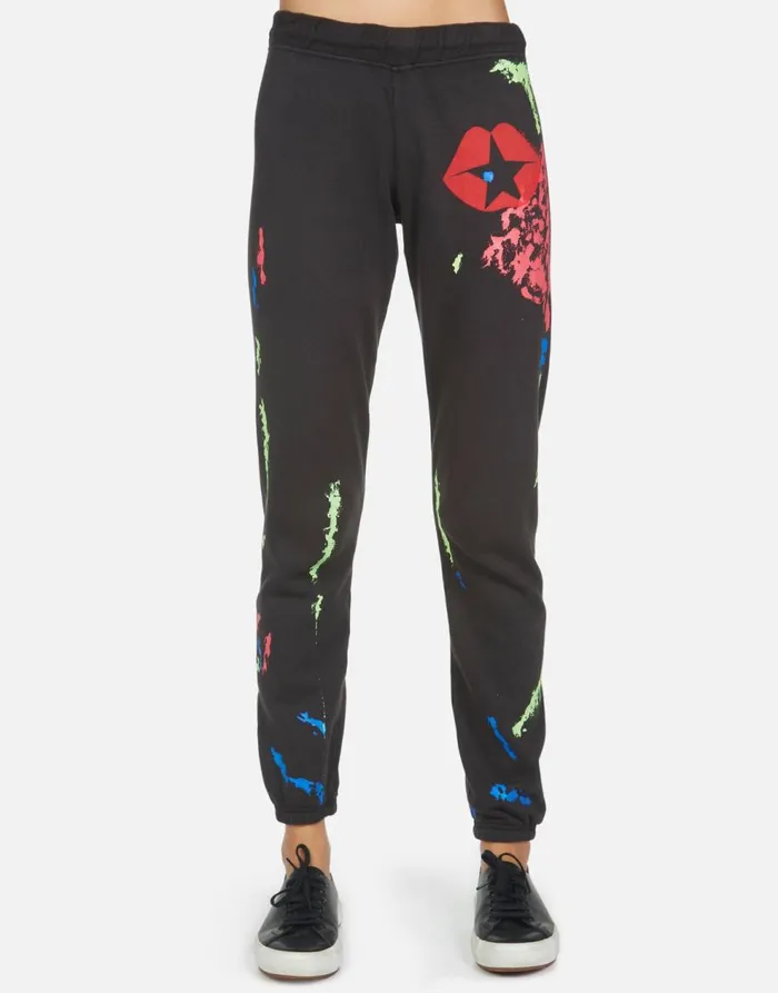 Women039s Gia Star Kiss Onyxpaint Smudge Lauren Moshi Long Sweatpants