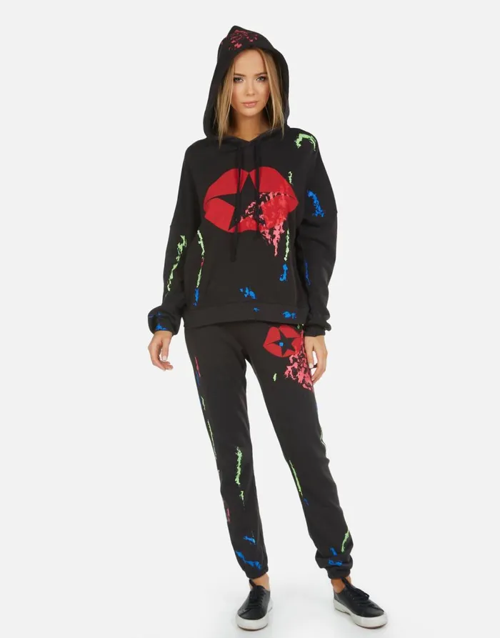 Women039s Gia Star Kiss Onyxpaint Smudge Lauren Moshi Long Sweatpants