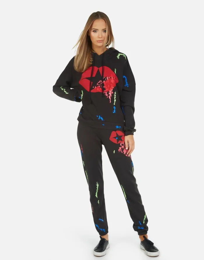Women039s Gia Star Kiss Onyxpaint Smudge Lauren Moshi Long Sweatpants