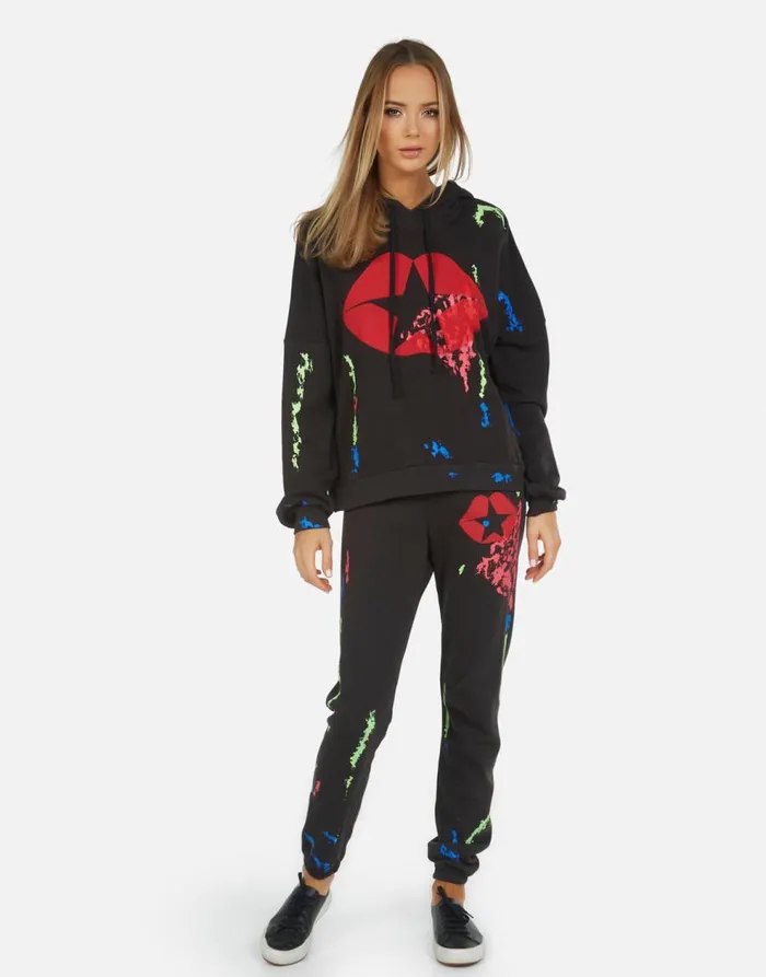 Women039s Gia Star Kiss Onyxpaint Smudge Lauren Moshi Long Sweatpants