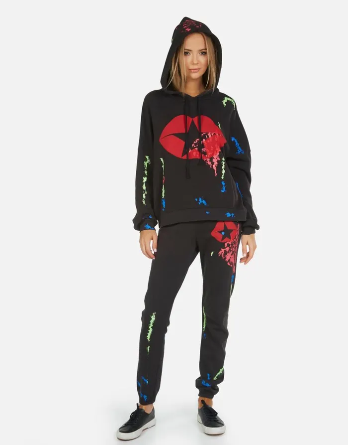 Women039s Gia Star Kiss Onyxpaint Smudge Lauren Moshi Long Sweatpants