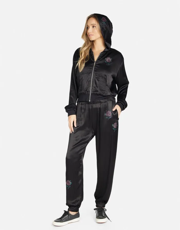 Women039s Kathleen Crystal Roses Black Lauren Moshi Hoodies