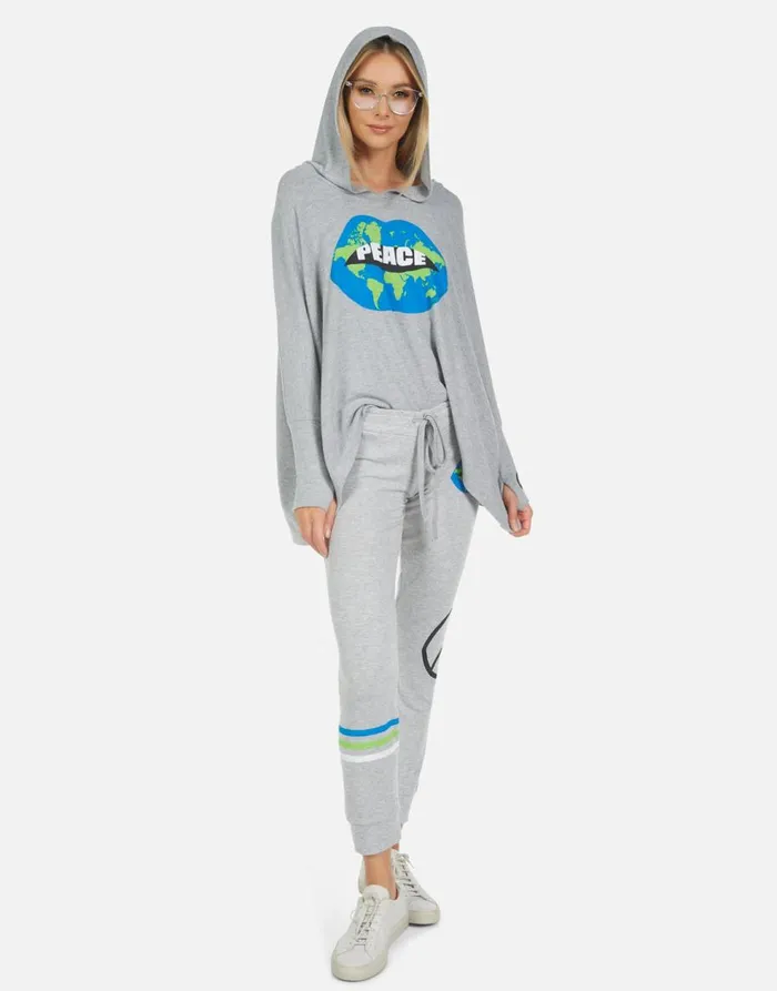 Women039s Kizzy World Peace Lips Heather Grey Lauren Moshi Long Sweatpants