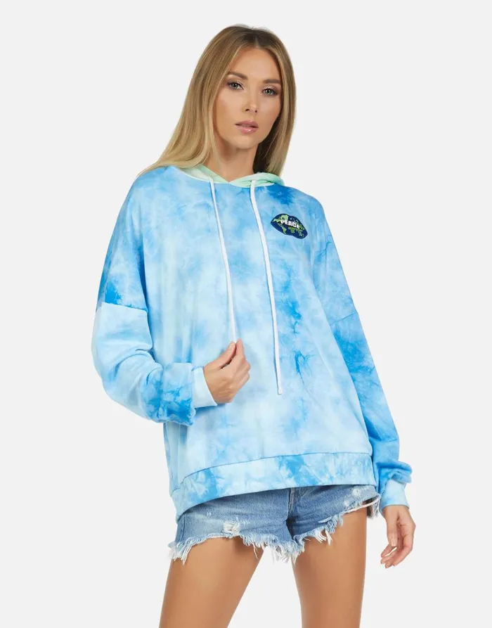 Women039s Lila World Peace Lips Blue Clouds Neon Lauren Moshi Hoodies