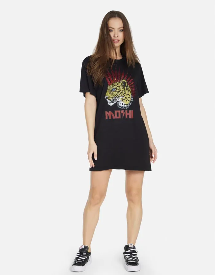 Women039s Misty Punk Leopard Black Lauren Moshi Dresses