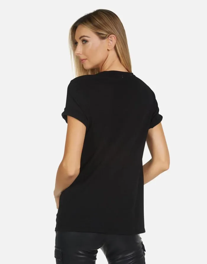 Women039s Myra X Def Leppard Pyromania Black Lauren Moshi Short Sleeve