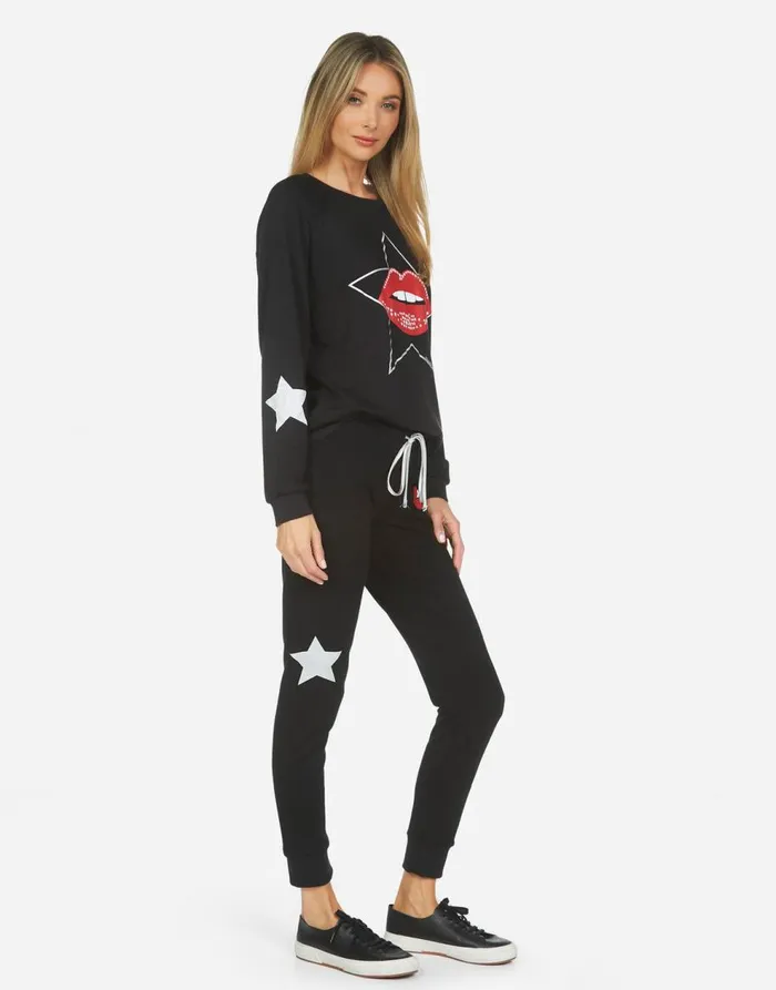 Women039s Noleta Star Lip Black Lauren Moshi Long Sleeve