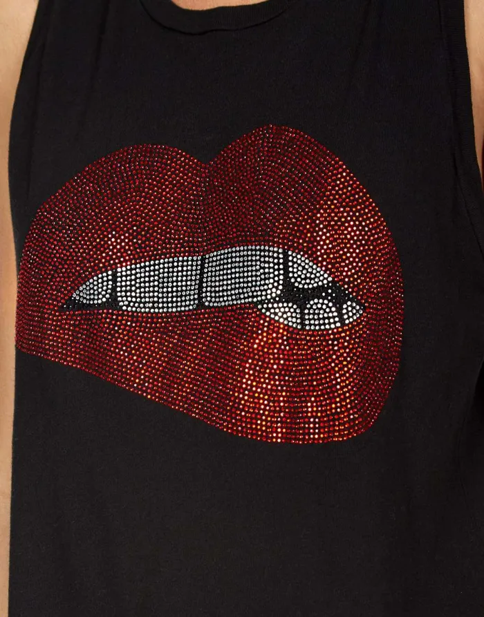 Women039s Peyton Crystal Biting Lip Black Lauren Moshi Tanks