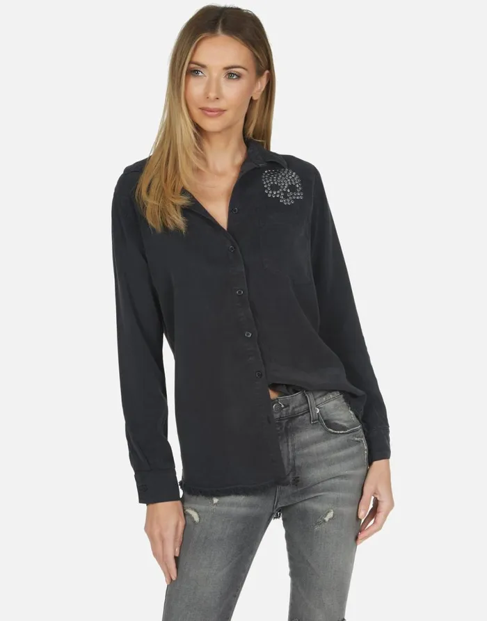 Women039s Sloane Nailhead Skull Onyx Lauren Moshi Long Sleeve