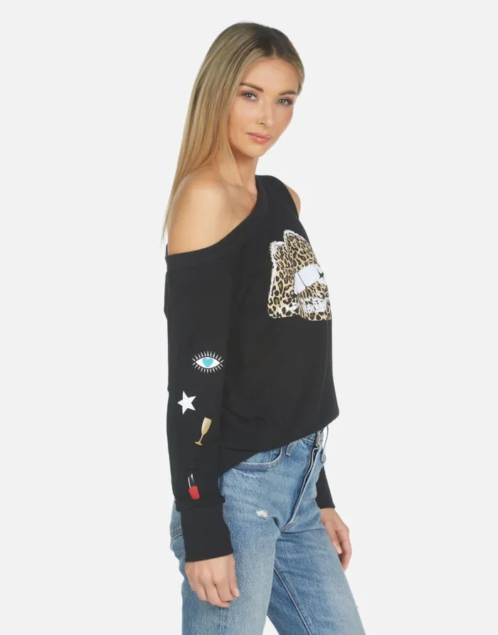 Women039s Trinidy Leopard Lip Black Lauren Moshi Long Sleeve