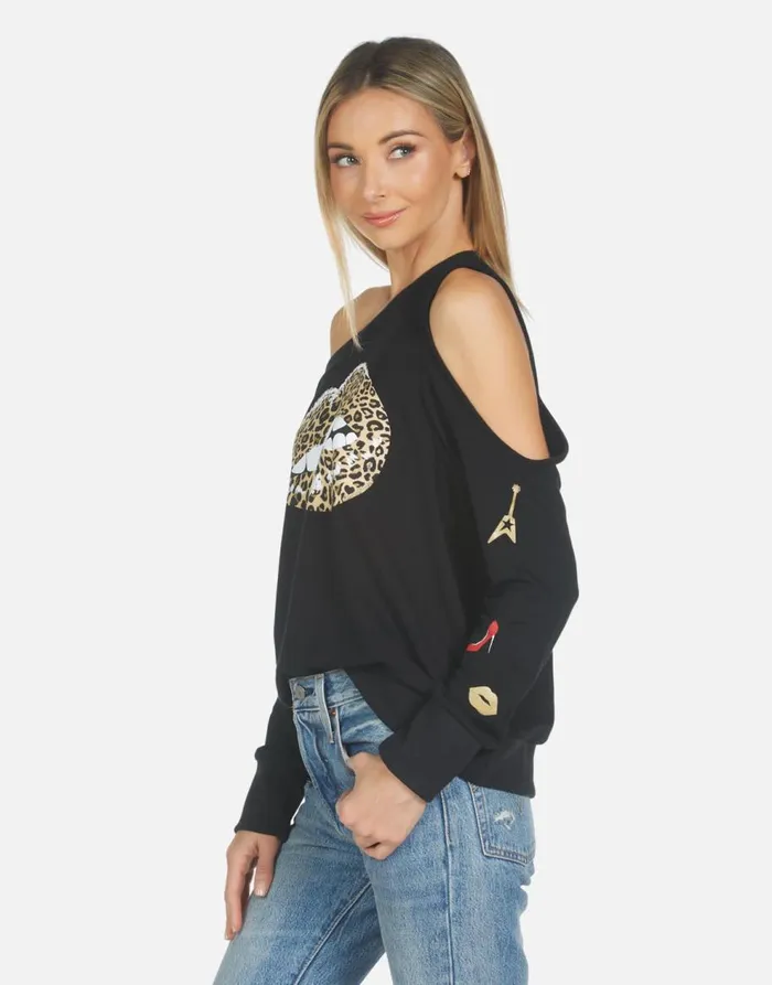 Women039s Trinidy Leopard Lip Black Lauren Moshi Long Sleeve