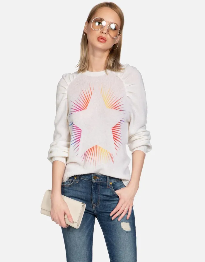 Women039s Vida Bright Starburst Creme Lauren Moshi Sweaters and Knits