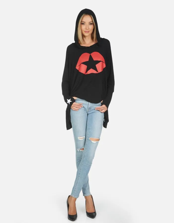 Women039s Wilma Star Kiss Black Lauren Moshi Hoodies