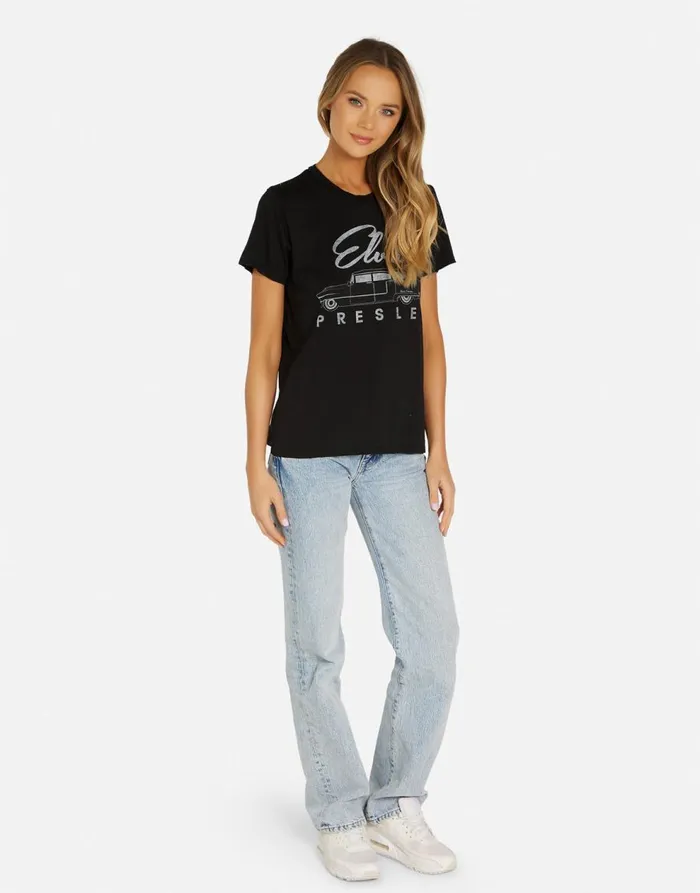 Women039s Wolf Elvis Presley Cadillac Black Lauren Moshi Short Sleeve