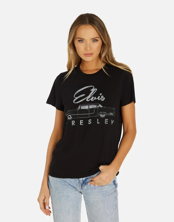 Women039s Wolf Elvis Presley Cadillac Black Lauren Moshi Short Sleeve