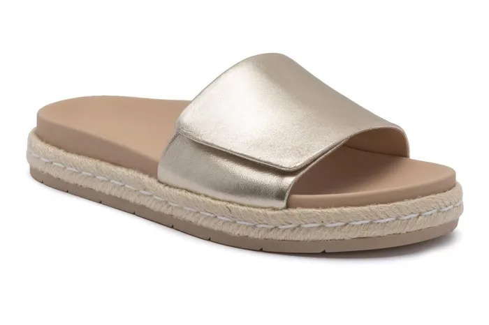 Women ABEO Footwear Sandals Isle Slide Light Gold Leather