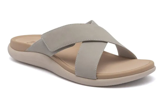 Women ABEO Footwear Sandals Laguna Slide Beige Leather