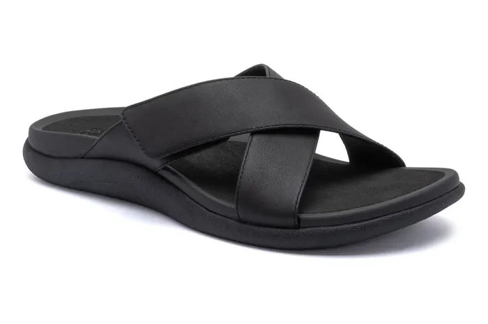 Women ABEO Footwear Sandals Laguna Slide Black Leather