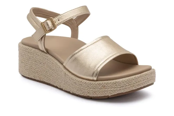 Women ABEO Footwear Sandals Solstice Buckle Sandal Light Gold Leather