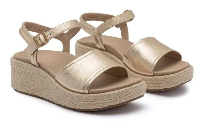 Women ABEO Footwear Sandals Solstice Buckle Sandal Light Gold Leather Women ABEO Footwear Sandals Solstice Buckle Sandal Light Gold Leather