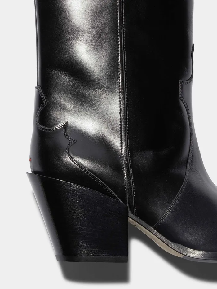 Women Aeyde ARIEL Black Leather Cowboy Boot Aeyde Ankle Boots